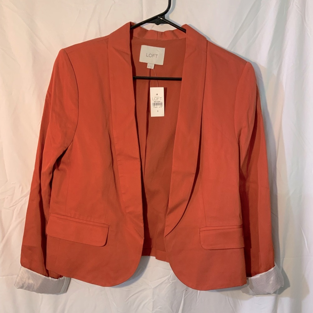 Orange collared blazer, LOFT, size 8